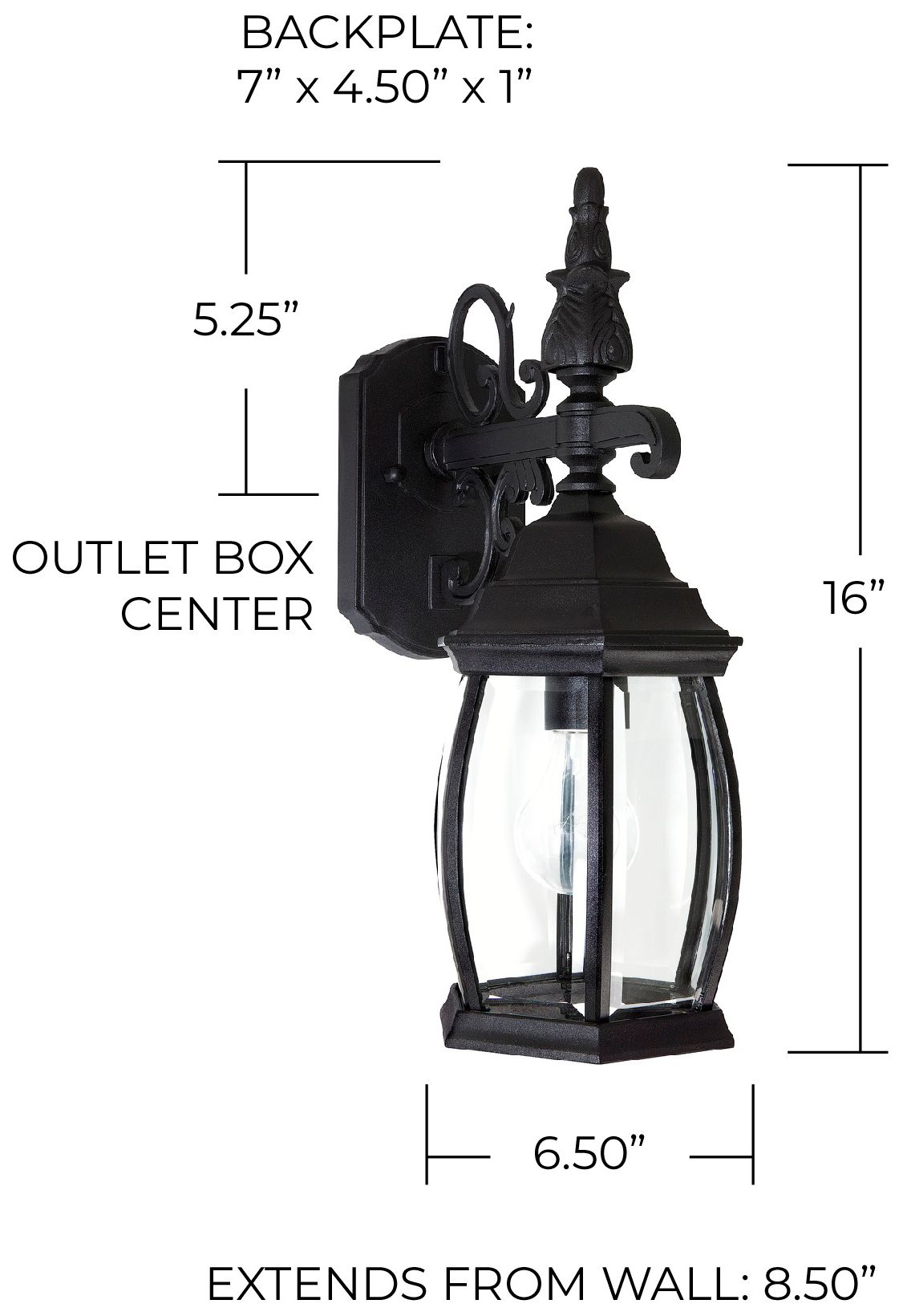 Image 2 Capital Lighting French Country 1 Light Outdoor Wall lantern 6.5" Black more views