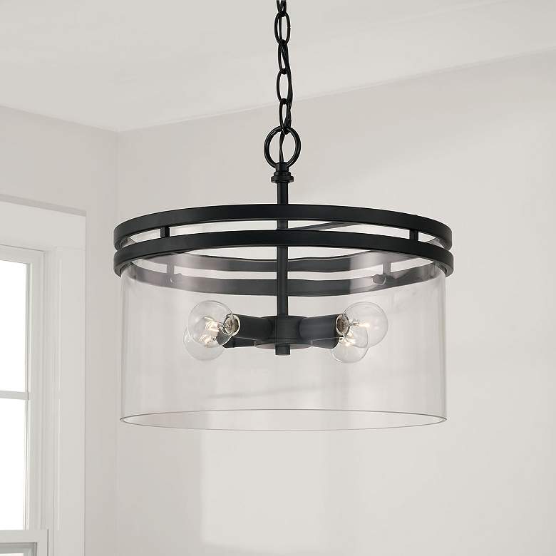 Image 1 Capital Lighting Fuller 14 1/2" Matte Black Clear Glass Ceiling Light
