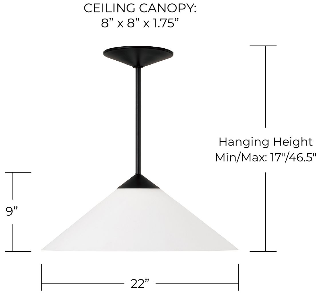 Image 5 Capital Lighting Gatsby 1 Light Pendant 22" Matte Black more views