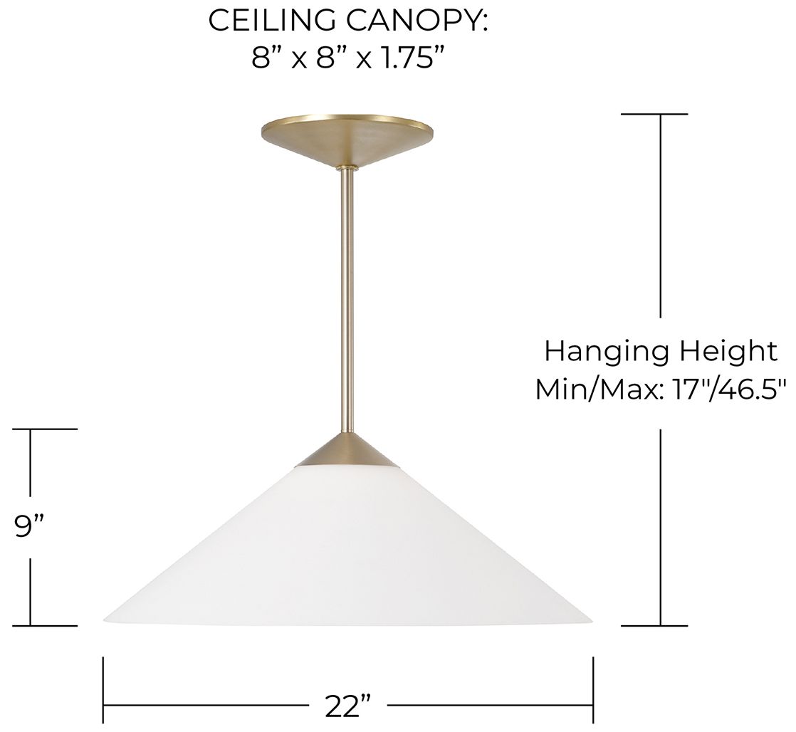 Capital Lighting Gatsby 1 Light Pendant 22" Matte Brass