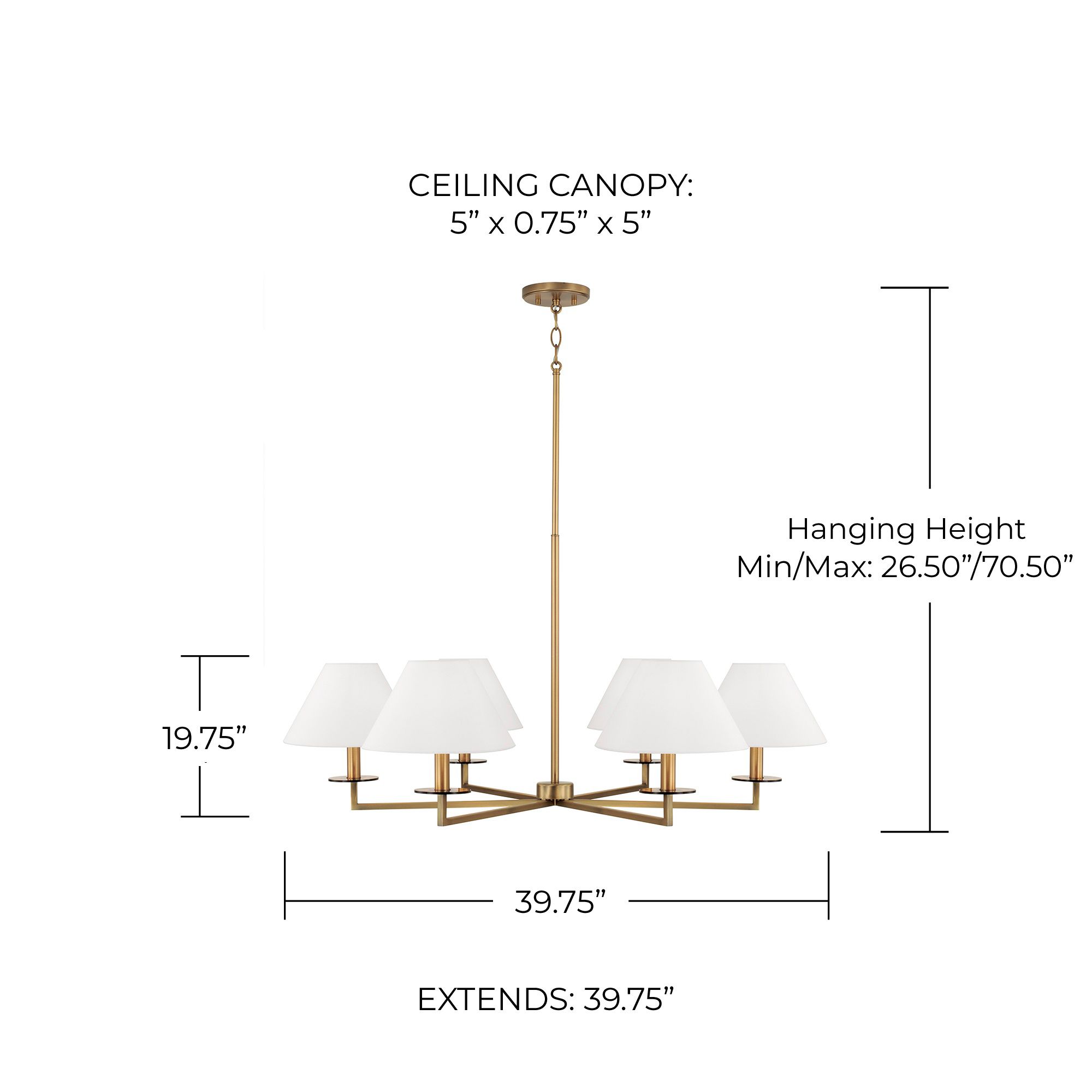 Capital Lighting Gilda 6 Light Chandelier 39.75" Aged Brass