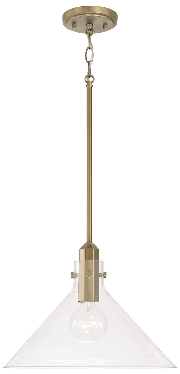 Capital Lighting Greer 1 Light Pendant 14" Aged Brass
