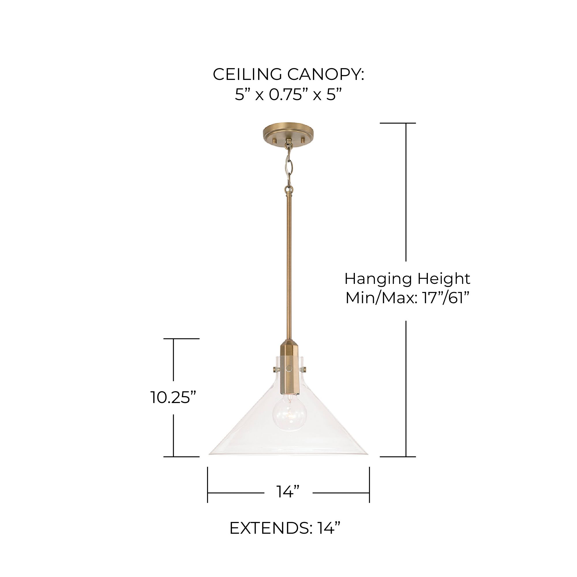 Image 4 Capital Lighting Greer 1 Light Pendant 14" Aged Brass more views