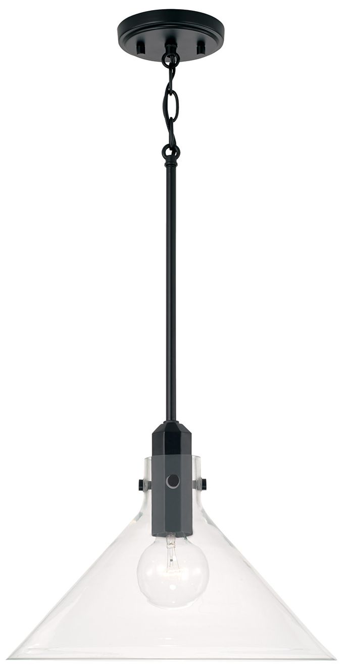 Capital Lighting Greer 1 Light Pendant 14" Matte Black
