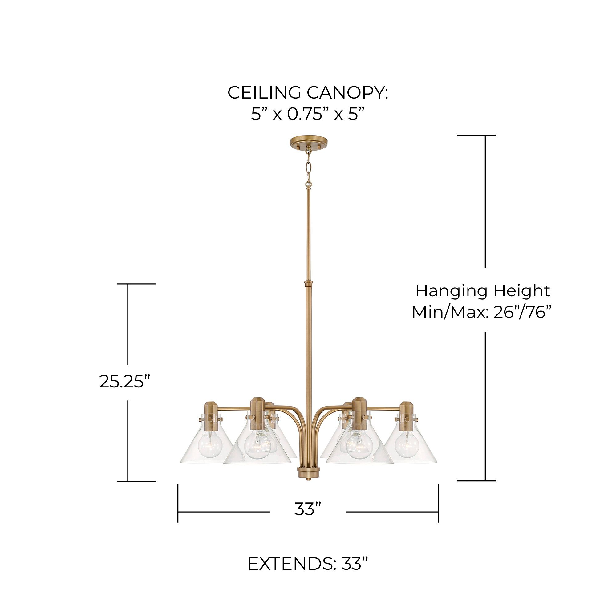 Image 5 Capital Lighting Greer 6 Light Chandelier 33" Aged Brass more views