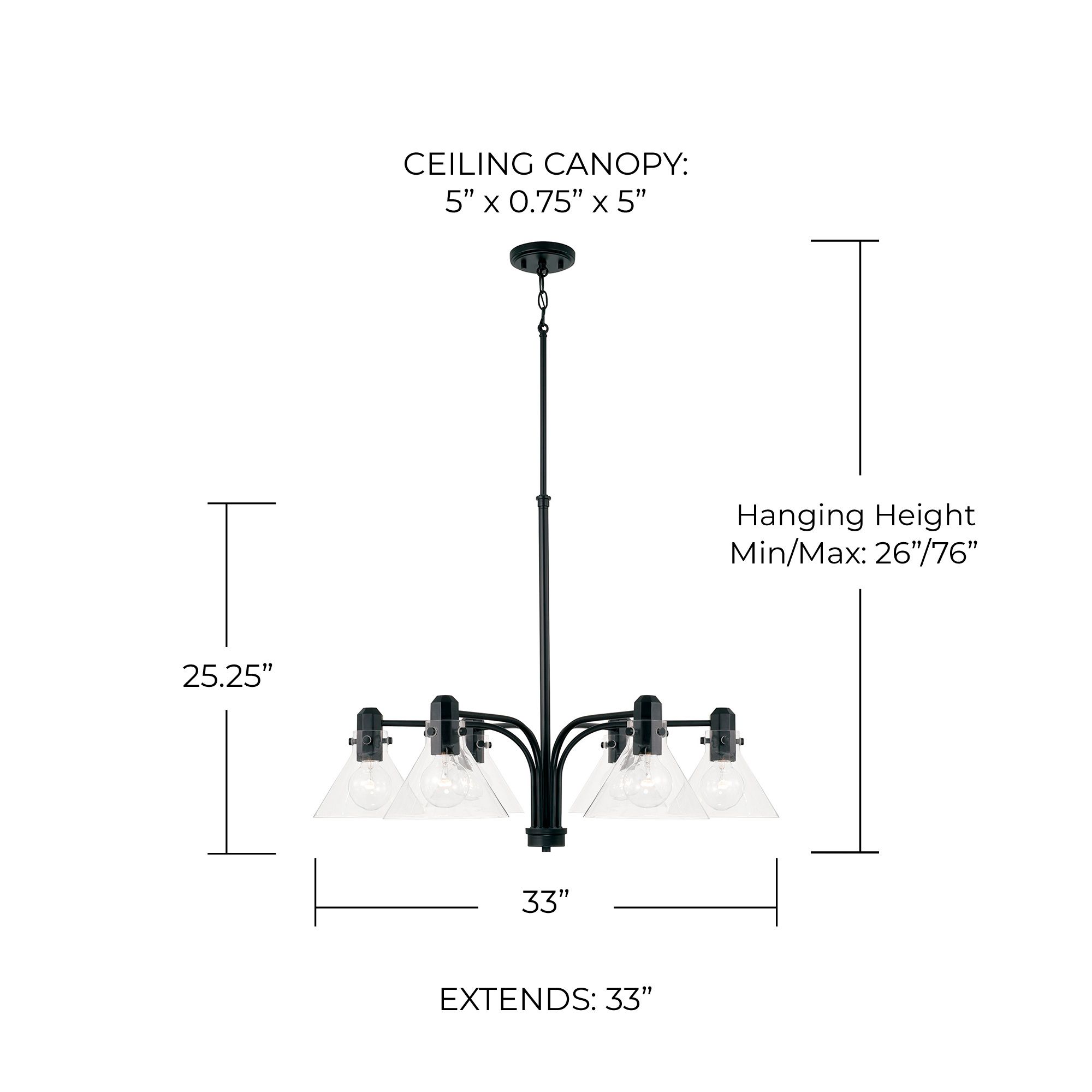 Image 5 Capital Lighting Greer 6 Light Chandelier Matte Black more views