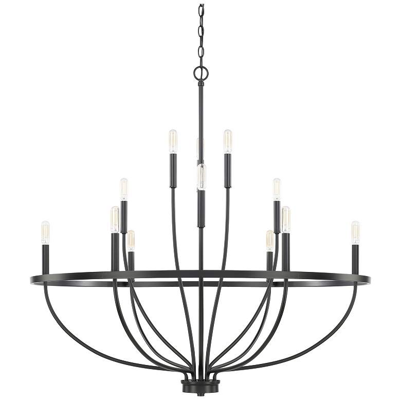 Image 1 Capital Lighting Greyson 40" Wide 12-Light Matte Black Ring Chandelier