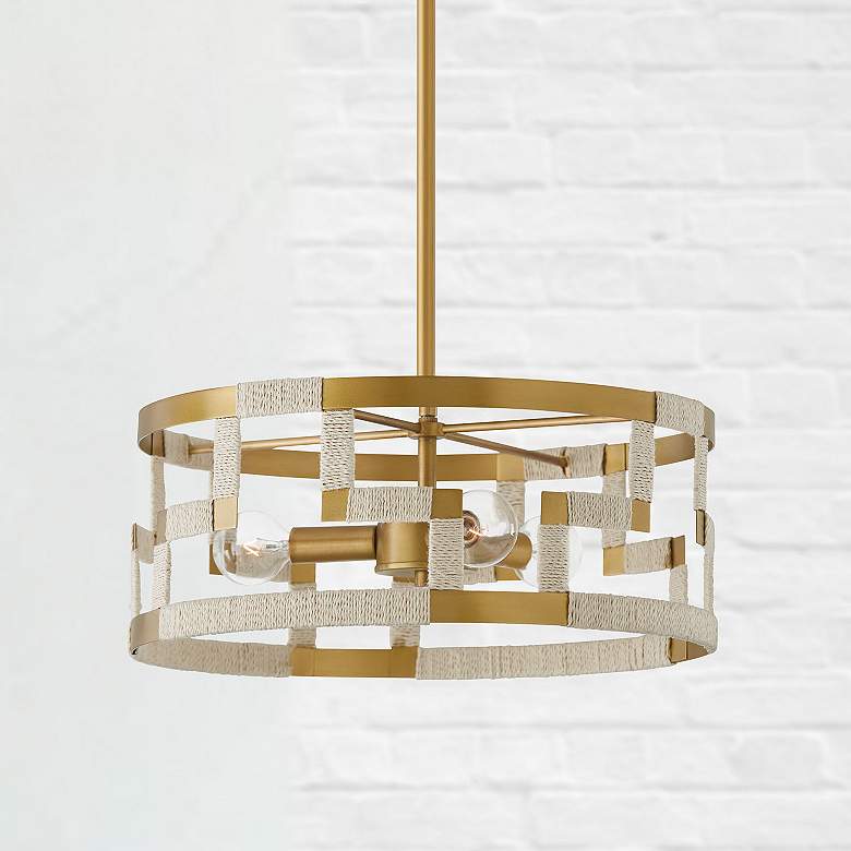 Image 1 Capital Lighting Hala 3 Light Dual Mount Pendant Bleached Natural Jute
