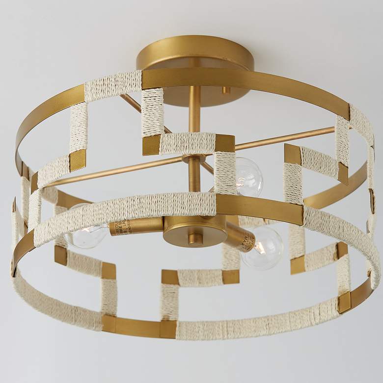 Image 3 Capital Lighting Hala 3 Light Dual Mount Pendant Bleached Natural Jute more views