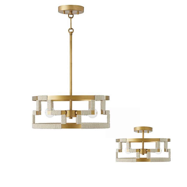 Image 6 Capital Lighting Hala 3 Light Dual Mount Pendant Bleached Natural Jute more views