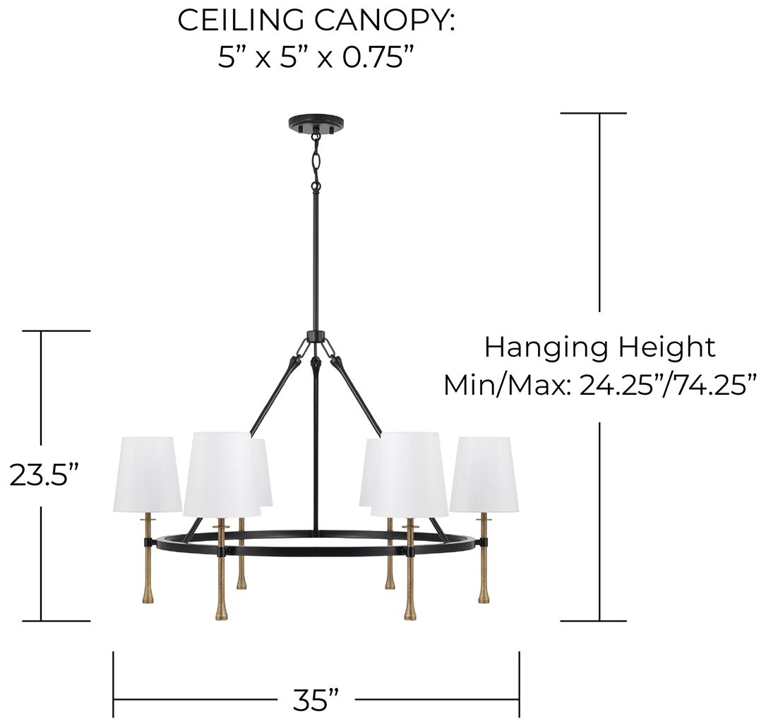 Image 4 Capital Lighting Hollis 6 Light Chandelier 35" Matte Black more views