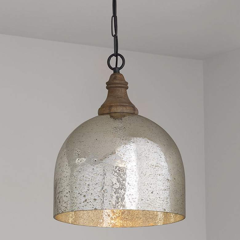 Image 1 Capital Lighting Inglewood 15" Stone Seeded Mercury Glass Pendant