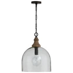Capital Lighting Inglewood 15" Wide Dark Pewter Glass Pendant Light
