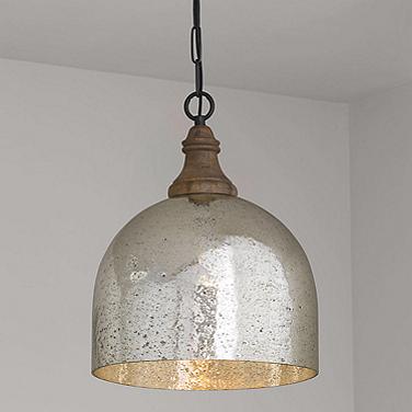 Capital Lighting Inglewood 15" Stone Seeded Mercury Glass Pendant