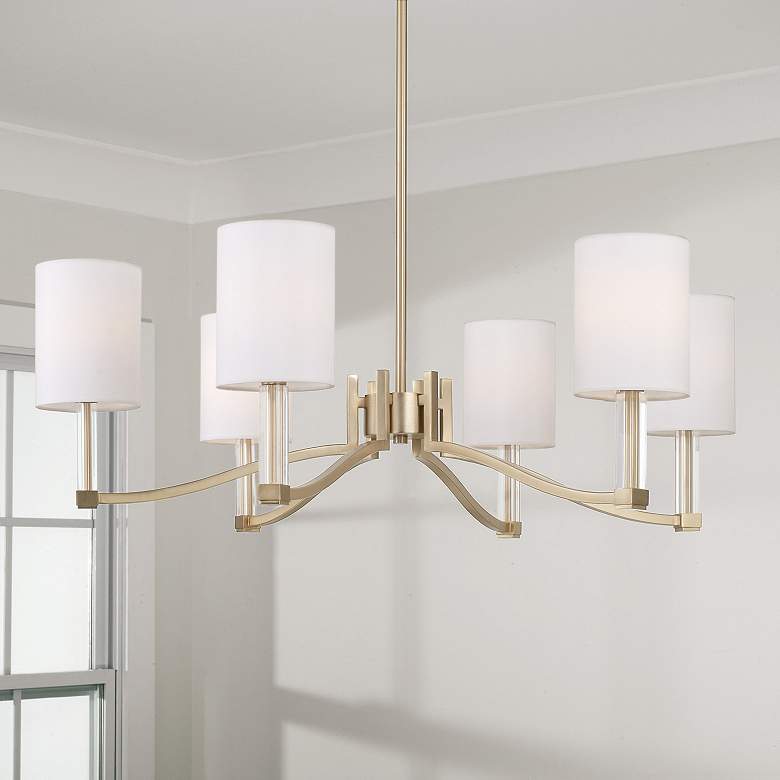 Image 3 Capital Lighting Ingrid 6 Light Chandelier 32" Matte Brass more views