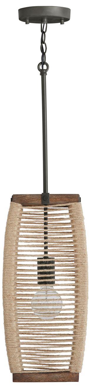 Image 2 Capital Lighting Jacob 1 Light Pendant 8.5" Grey Wash and Iron Silk