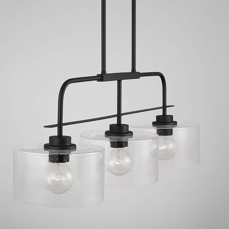 Image 3 Capital Lighting Jake 3 Light Cylinder Seeded Glass Island Matte Black more views