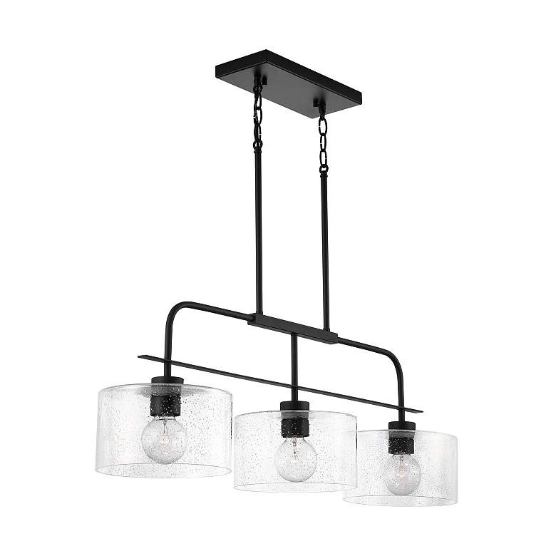 Image 4 Capital Lighting Jake 3 Light Cylinder Seeded Glass Island Matte Black more views