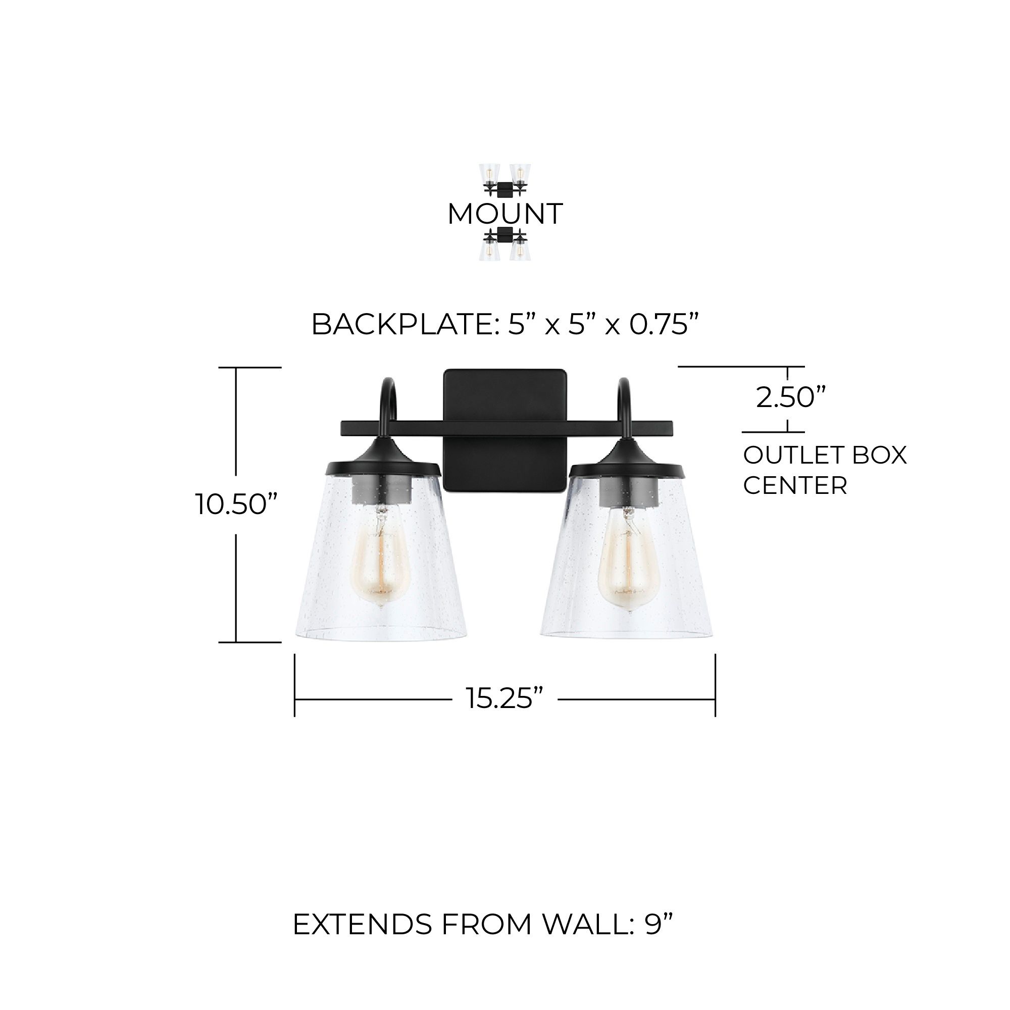 Image 6 Capital Lighting Jayne 2 Light Vanity 15.25" Matte Black more views