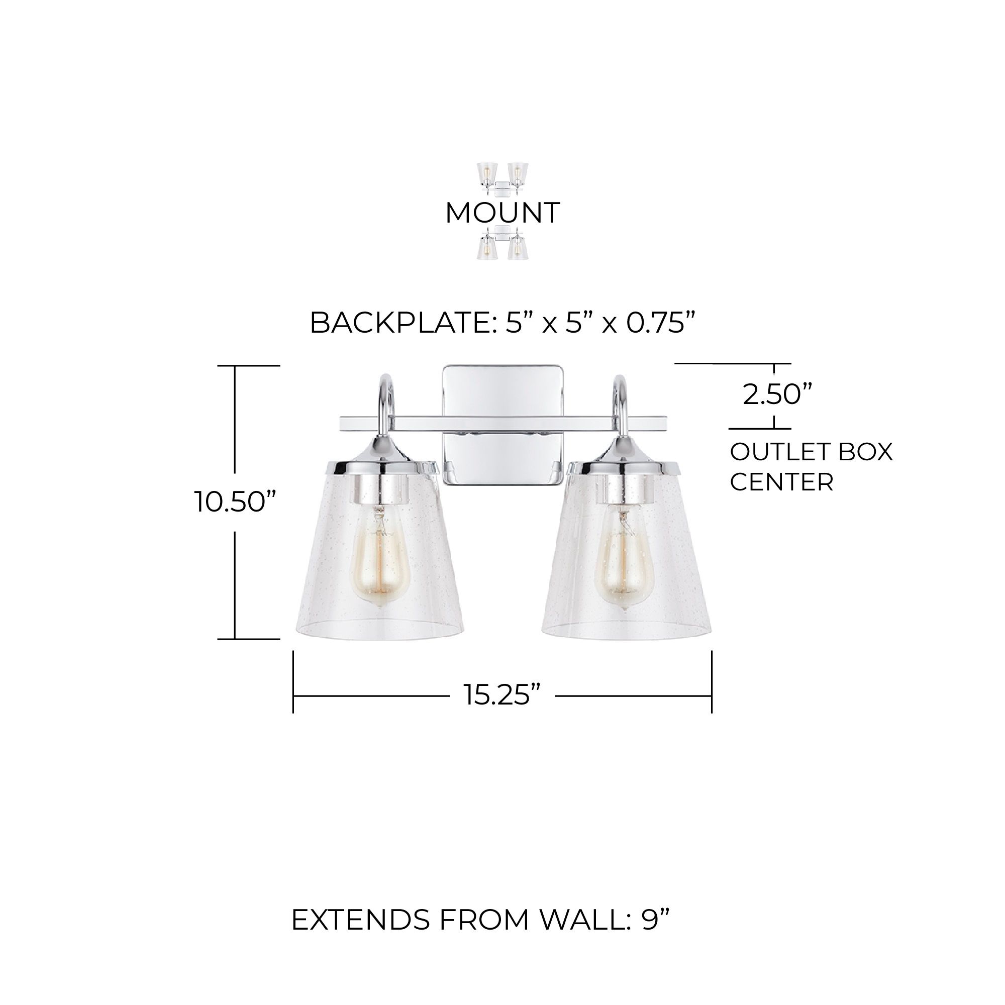 Image 6 Capital Lighting Jayne 2 Light Vanity Chrome more views