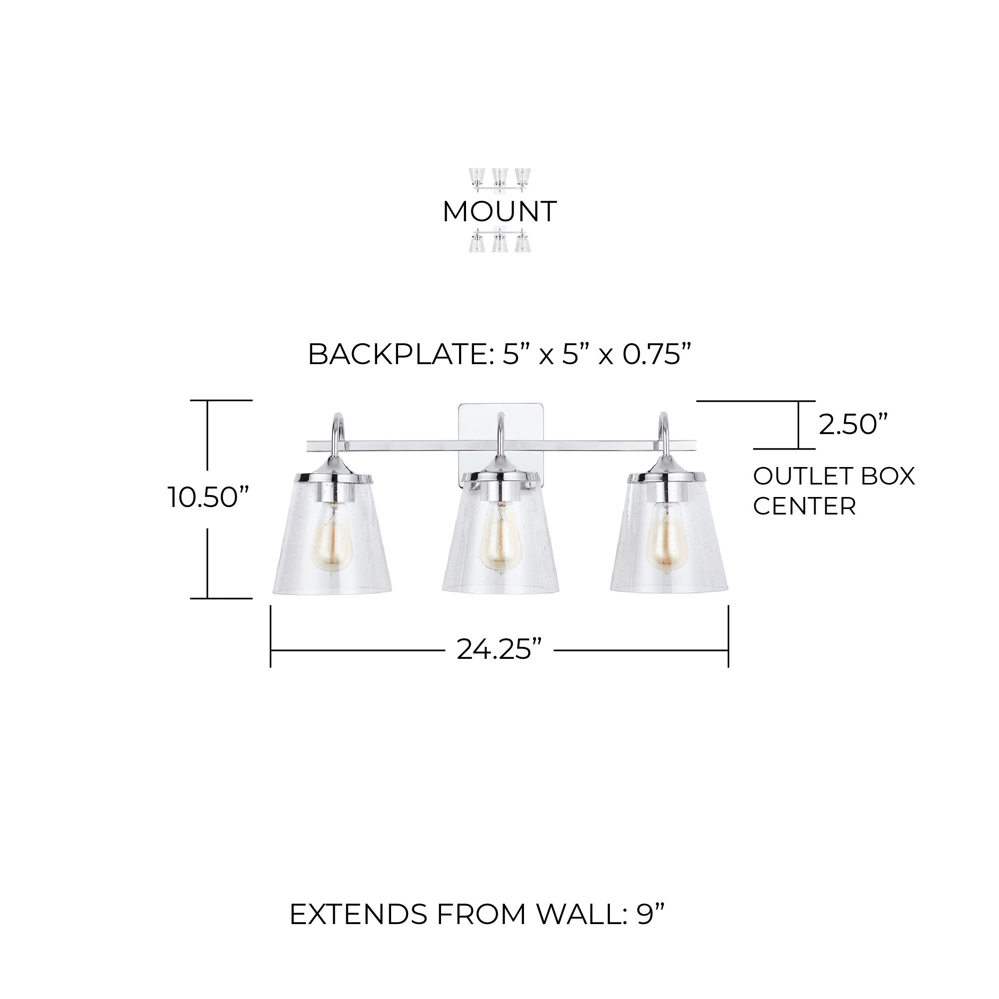 Capital Lighting Jayne 3 Light Vanity 24.25" Chrome