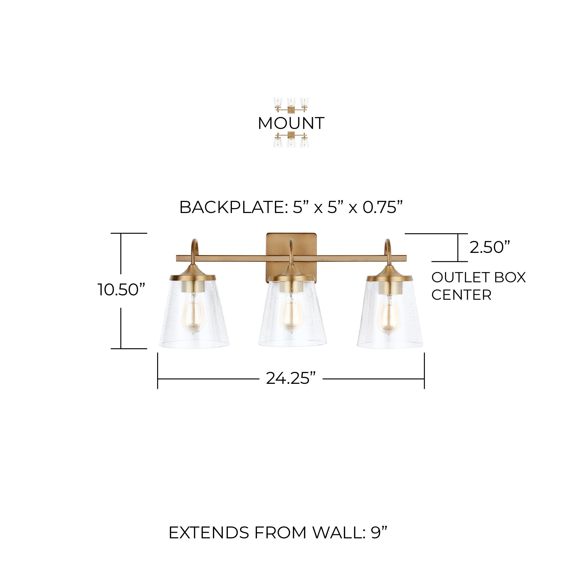 Image 6 Capital Lighting Jayne 3 Light Vanity Aged Brass more views