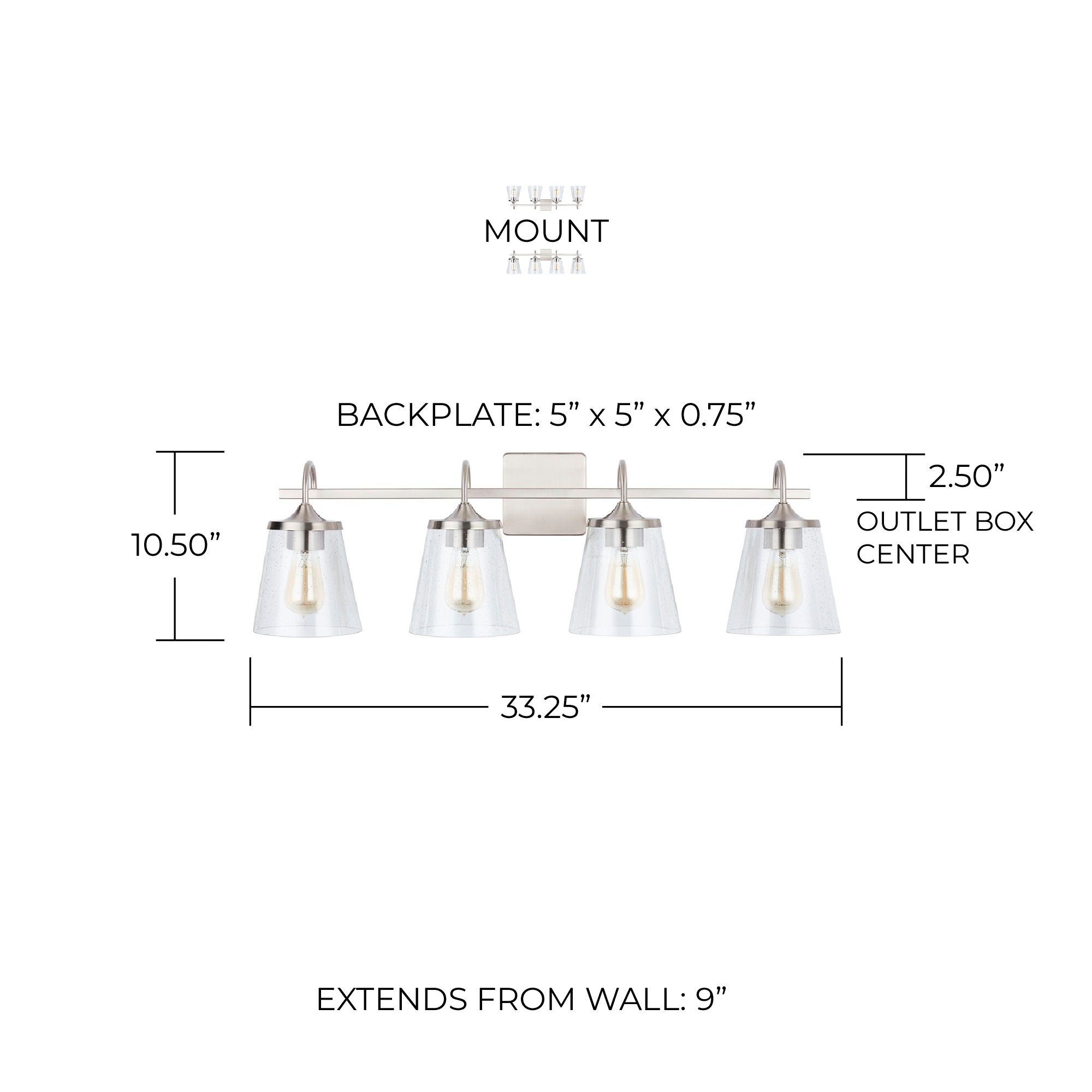 Thumbnail4 of Capital Lighting Jayne 4 Light Vanity 33.25" Brushed Nickel more views