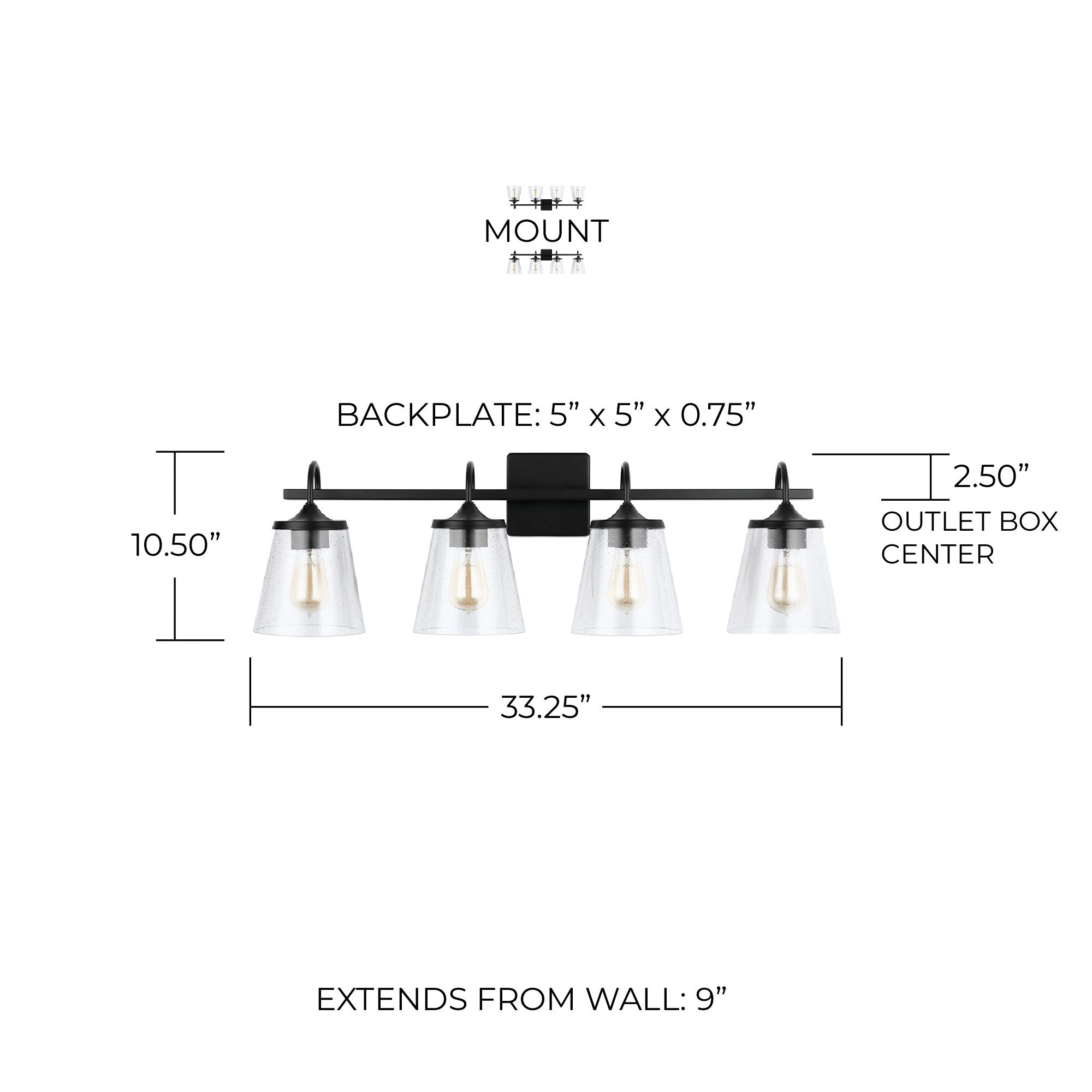 Image 4 Capital Lighting Jayne 4 Light Vanity 33.25" Matte Black more views