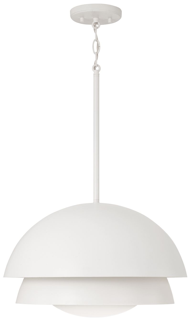 Capital Lighting Jensen 1 Light Pendant 17.25" Matte White