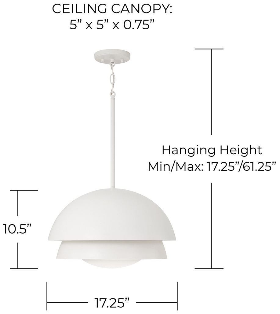 Image 4 Capital Lighting Jensen 1 Light Pendant 17.25" Matte White more views