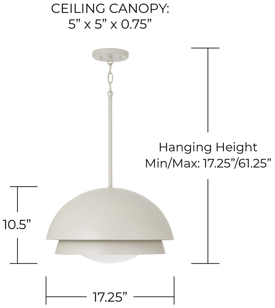 Image 4 Capital Lighting Jensen 1 Light Pendant 17.25" Taupe more views