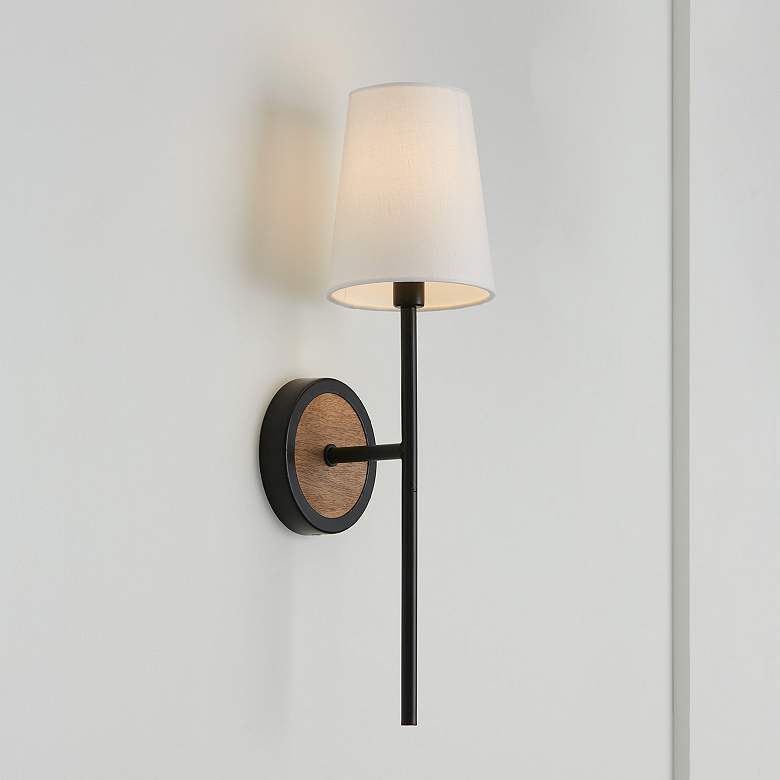Image 1 Capital Lighting Jonah 1 Light Sconce Light Wood and Matte Black