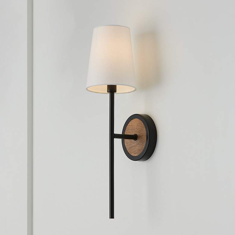 Image 3 Capital Lighting Jonah 1 Light Sconce Light Wood and Matte Black more views