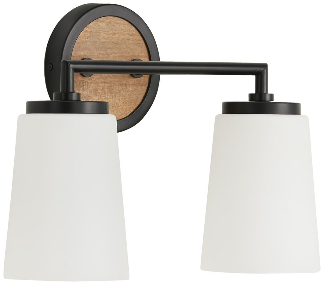 Capital Lighting Jonah 2 Light Vanity 14" Light Wood and Matte Black