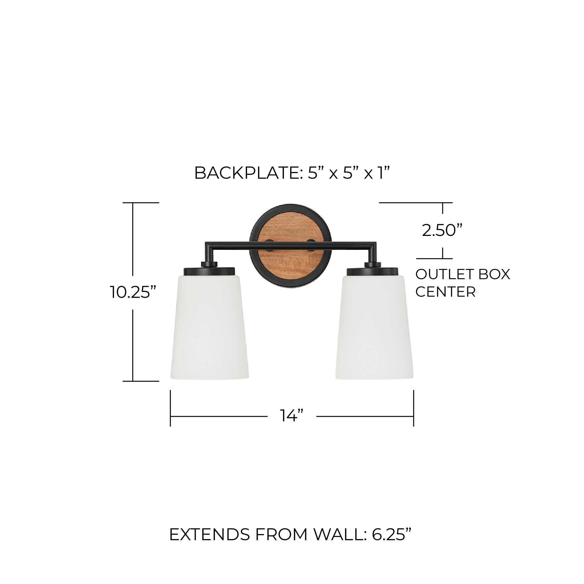 Image 5 Capital Lighting Jonah 2 Light Vanity 14" Light Wood and Matte Black more views