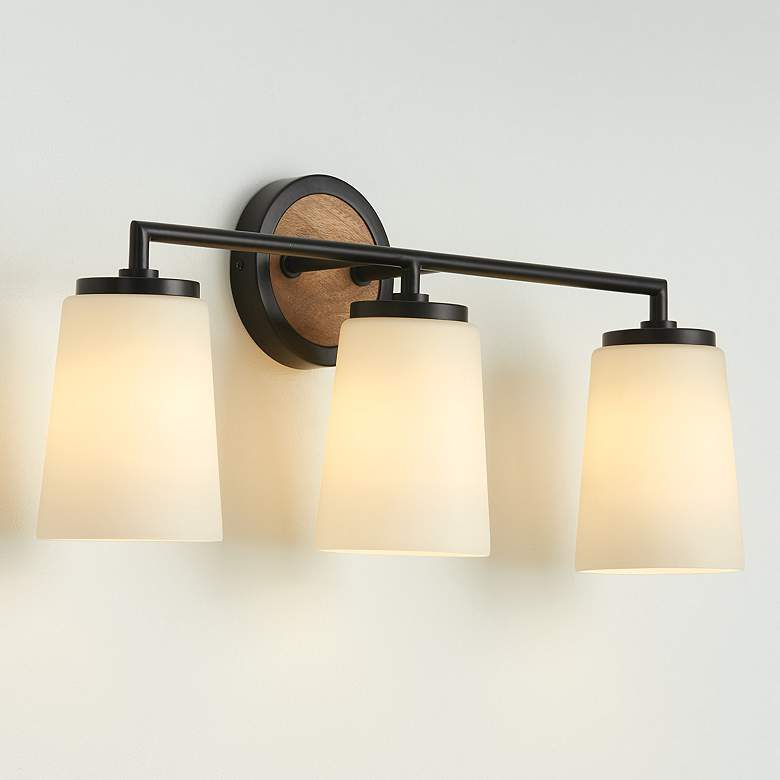 Image 1 Capital Lighting Jonah 3 Light Vanity Light Wood and Matte Black