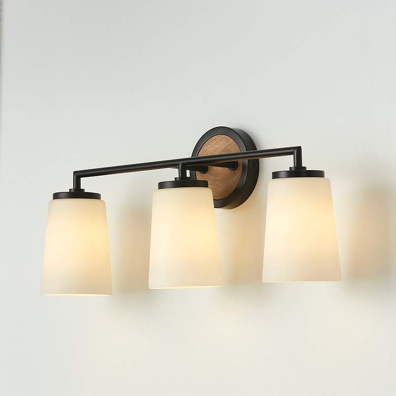 Image 3 Capital Lighting Jonah 3 Light Vanity Light Wood and Matte Black more views