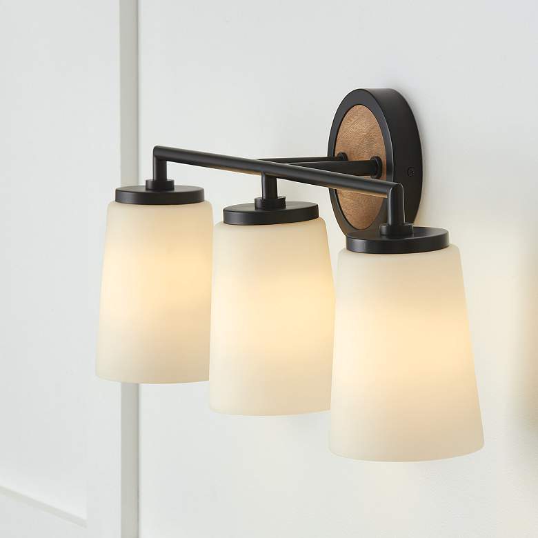 Image 4 Capital Lighting Jonah 3 Light Vanity Light Wood and Matte Black more views