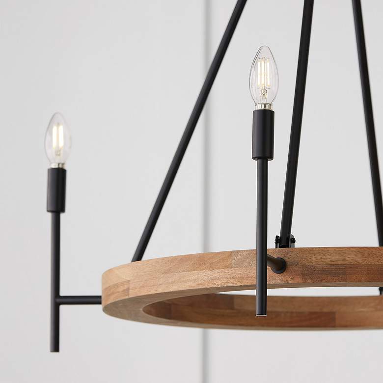 Image 4 Capital Lighting Jonah 4 Light Chandelier 35" Light Wood and Matte Bla more views