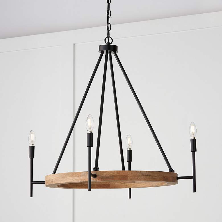 Image 7 Capital Lighting Jonah 4 Light Chandelier 35" Light Wood and Matte Bla more views