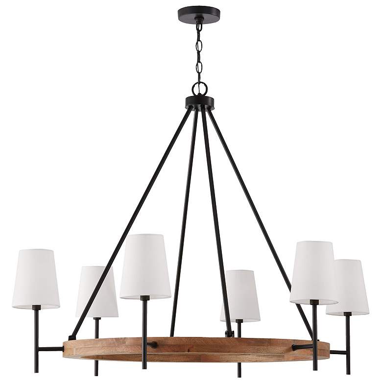 Image 2 Capital Lighting Jonah 6 Light Chandelier Light Wood and Matte Black