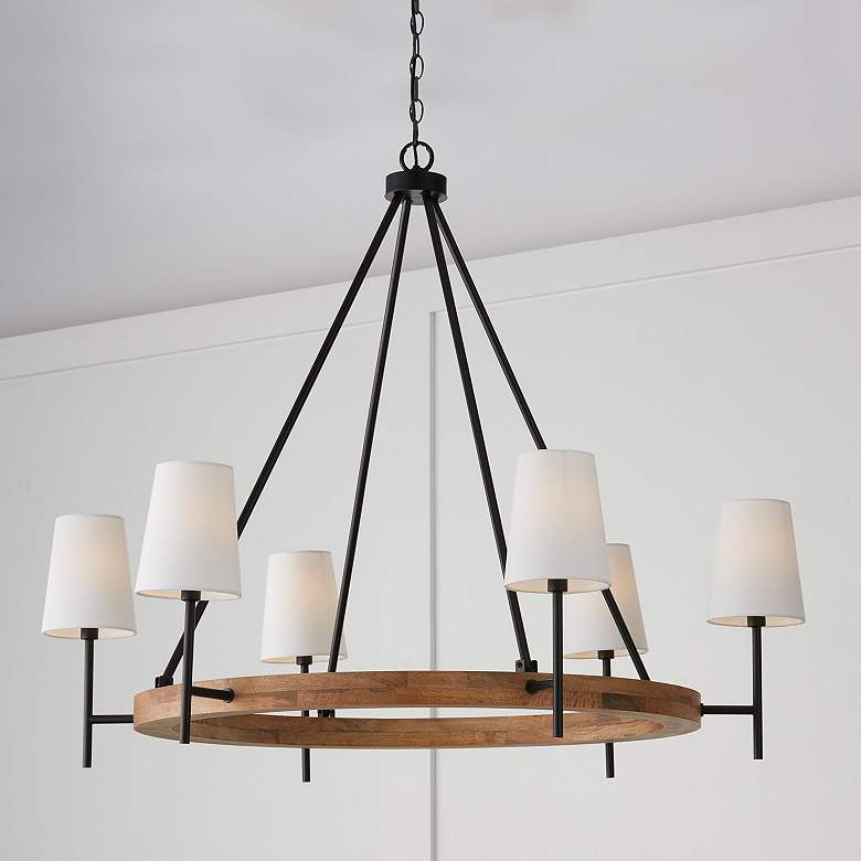 Image 1 Capital Lighting Jonah 6 Light Chandelier Light Wood and Matte Black