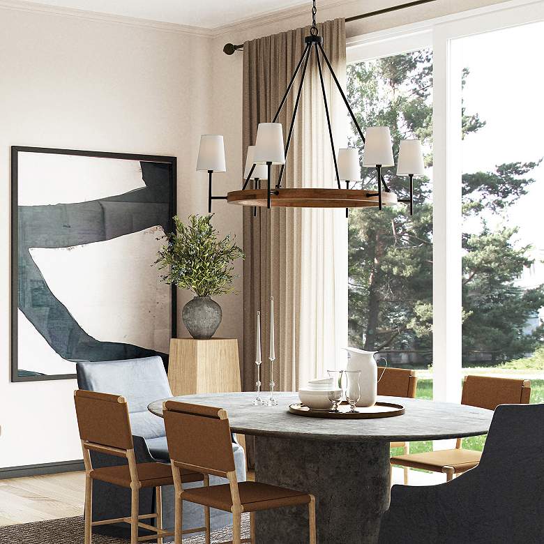 Image 3 Capital Lighting Jonah 6 Light Chandelier Light Wood and Matte Black more views