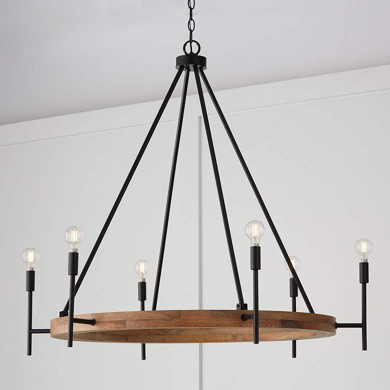 Image 4 Capital Lighting Jonah 6 Light Chandelier Light Wood and Matte Black more views