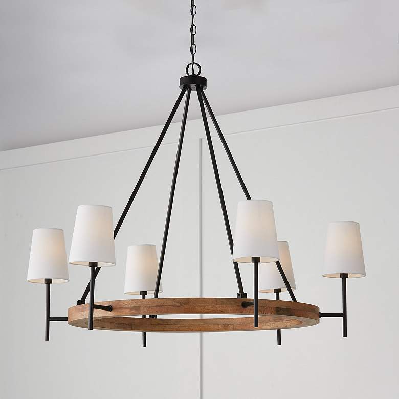 Image 5 Capital Lighting Jonah 6 Light Chandelier Light Wood and Matte Black more views
