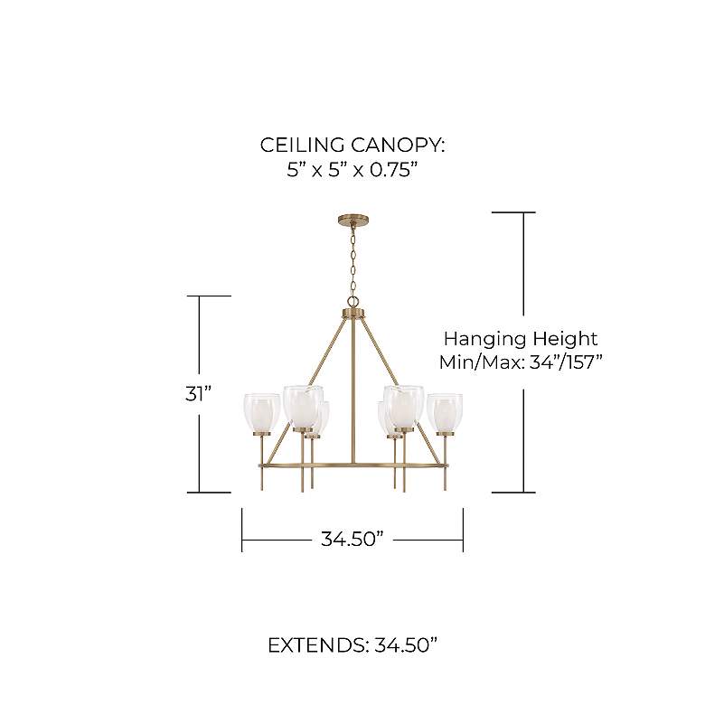 Image 7 Capital Lighting Joss 6 Light Chandelier 34.5" Aged Brass more views