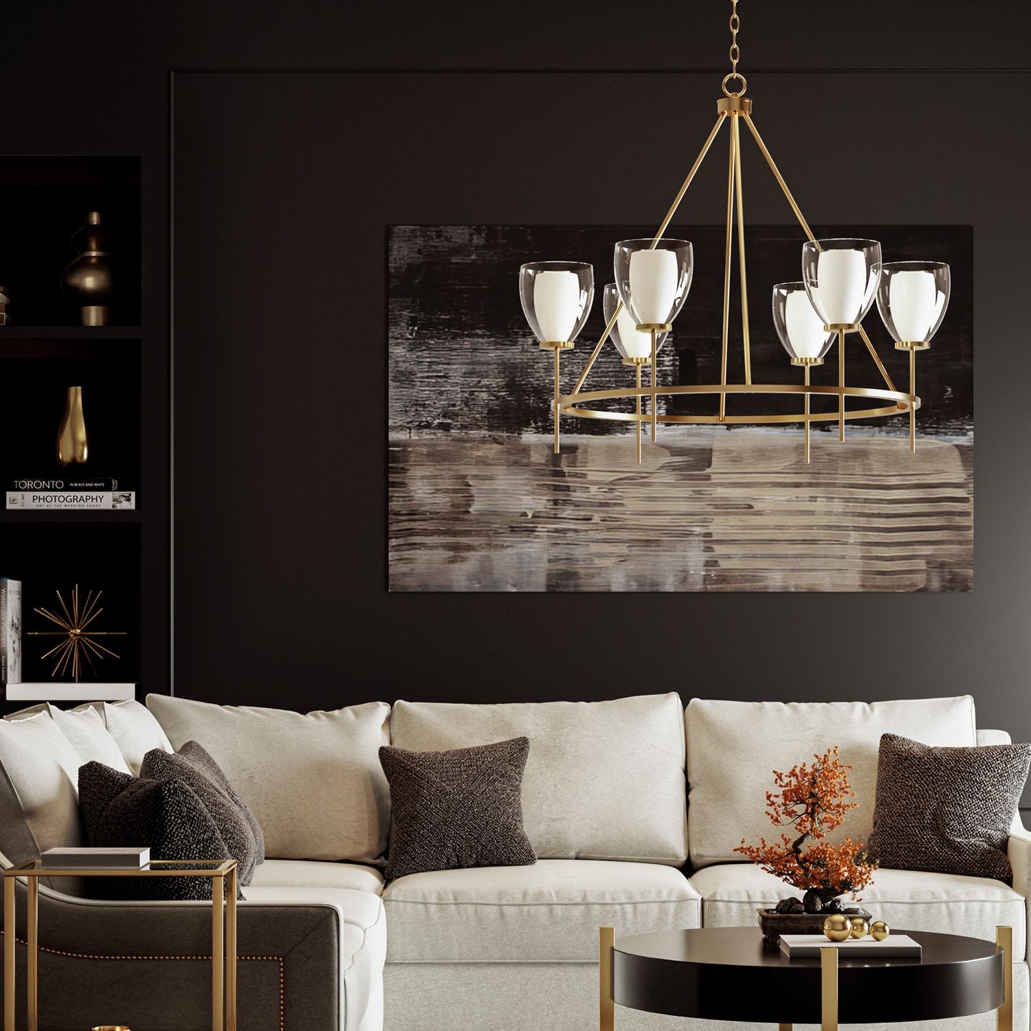 Capital Lighting Joss 6 Light Chandelier 34.5" Aged Brass