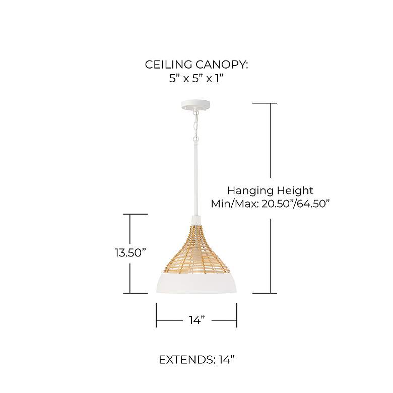 Image 6 Capital Lighting Kali 1 Light Pendant 14" Matte White more views