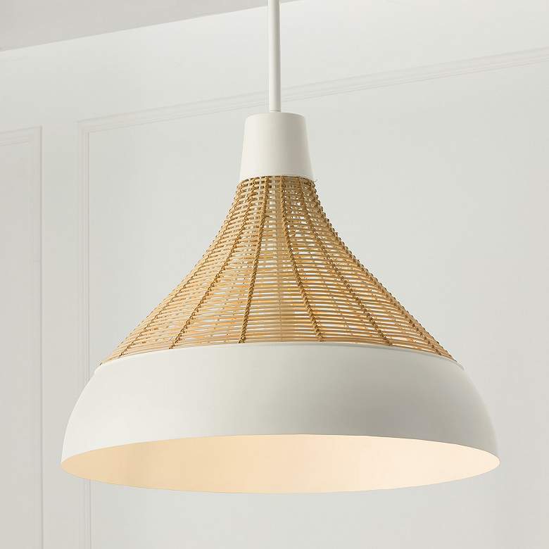 Image 4 Capital Lighting Kali 22" Wide Modern Matte White and Rattan Pendant more views