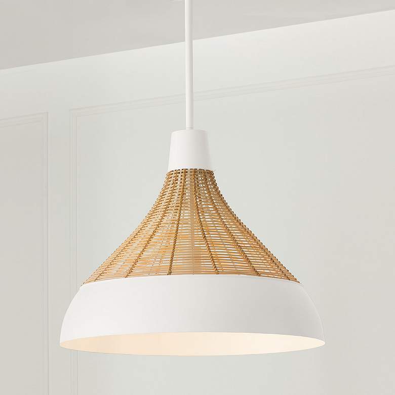 Image 5 Capital Lighting Kali 22" Wide Modern Matte White and Rattan Pendant more views